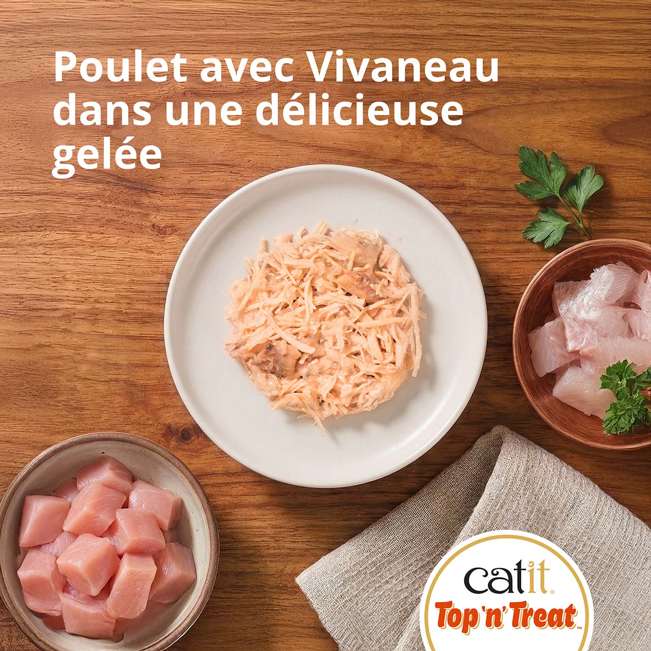 Vue de dessus de Top ’n’ Treat Poulet au vivaneau
