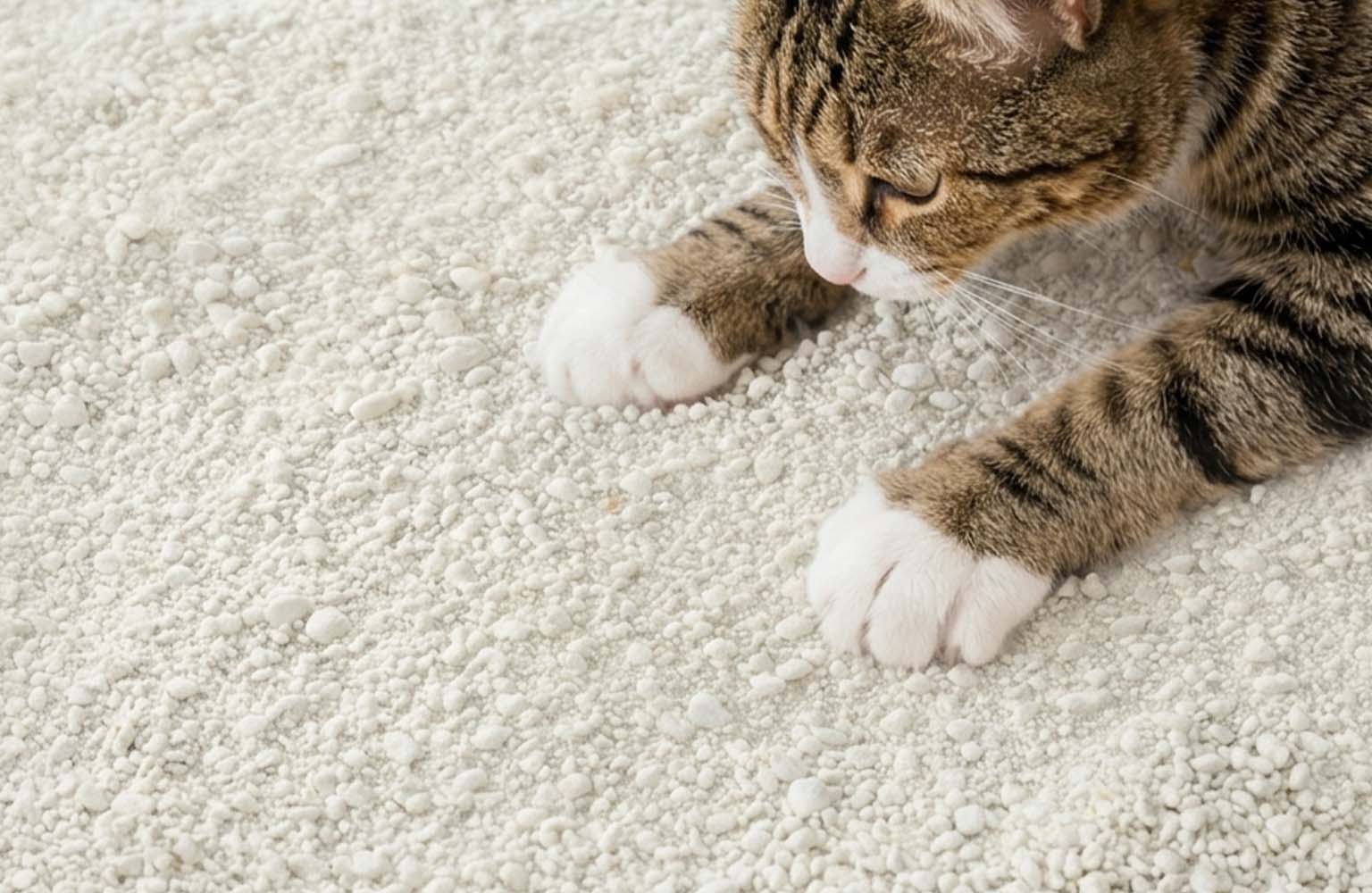 Catit White litter with cat