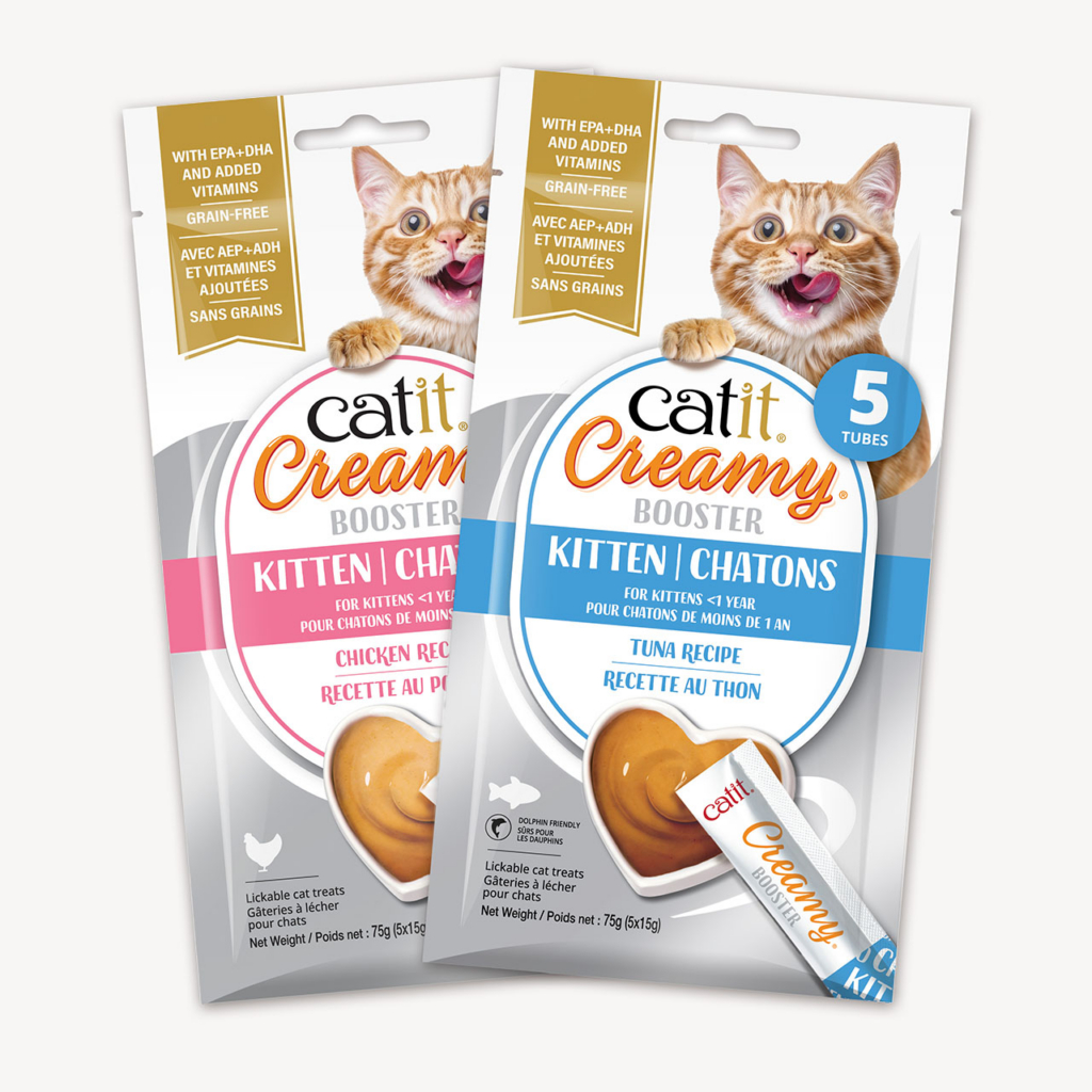 Catti Booster kitten chicken & Tuna 5 pack packagings CA packaging