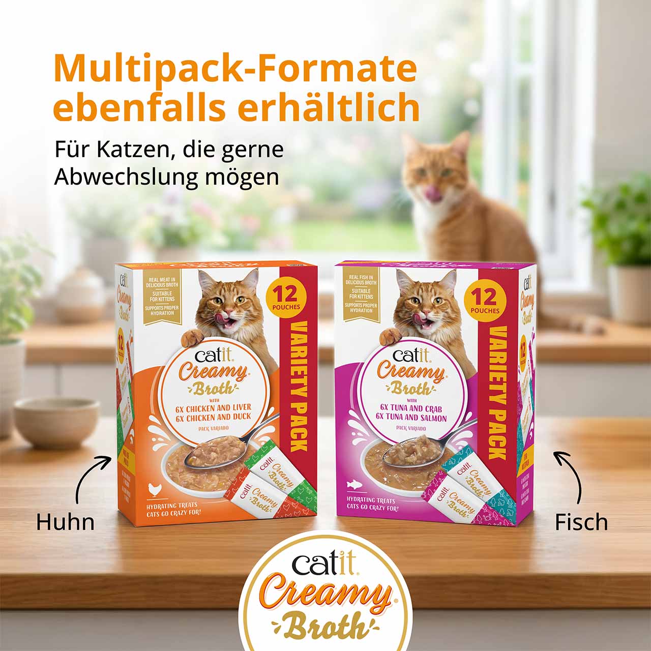Zwei ebenfalls erhältliche Sortenmix-Packungen in einer Küche