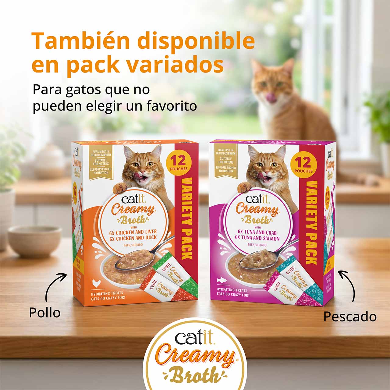 También hay packs variados disponibles; dos packs variados en la cocina