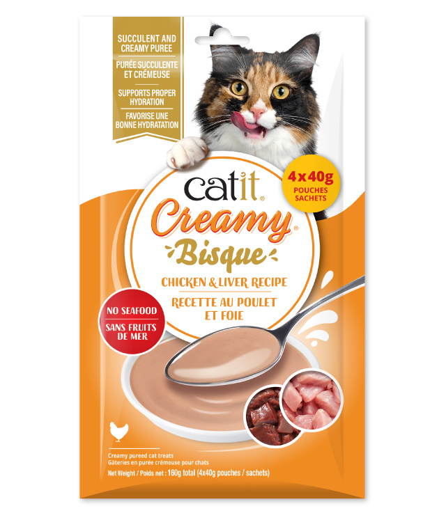 Catit Creamy Bisque Chicken & Liver Recipe - Canadian packaging