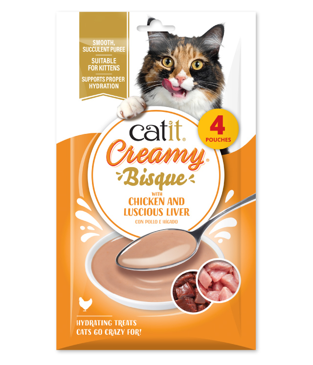 Catit Creamy Bisque Chicken Liver 4 pack packaging