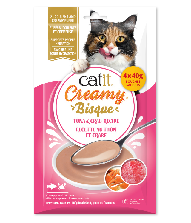 Catit Creamy Bisque Tuna & Crab recipe - Canadian packaging