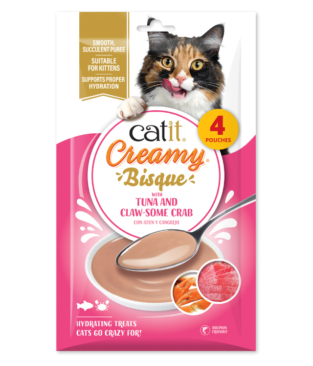 Catit Creamy Bisque Tuna Crab 4 pack packaging
