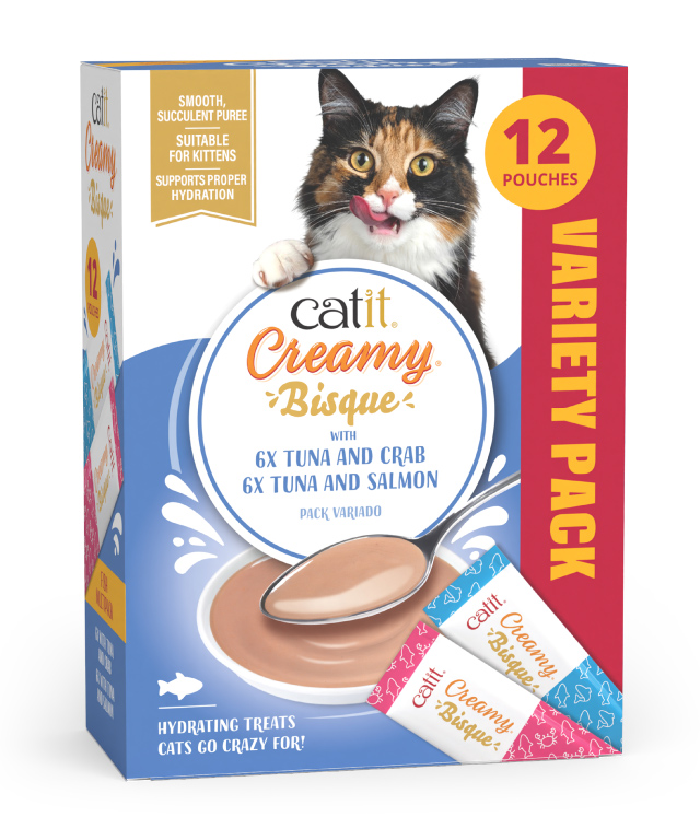Catit Creamy Bisque Tuna variety pack packaging