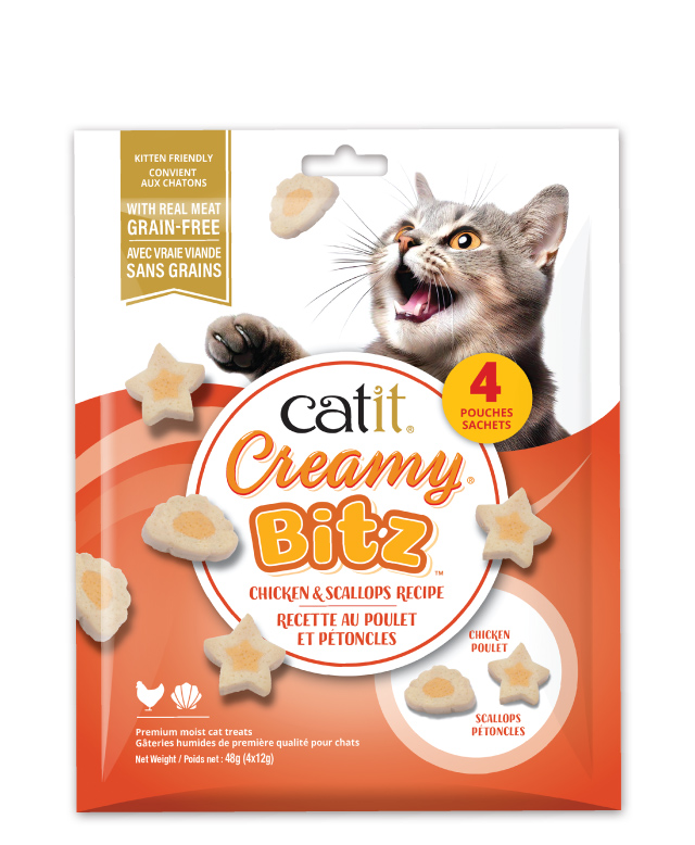 Catit Creamy Bitz Chicken & Scallops Recipe - Canadian packaging