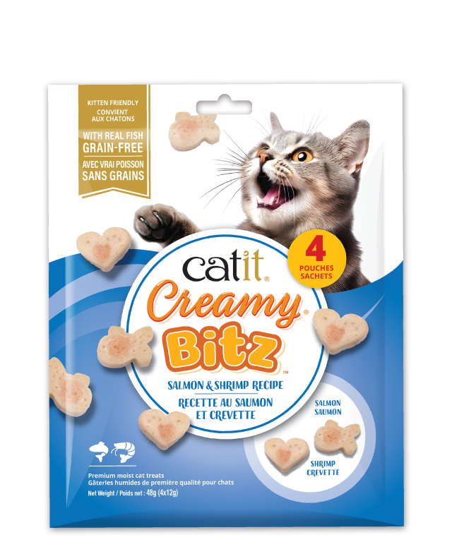 Catit Creamy Bitz Salmon & Shrimp Recipe - Canadian packaging