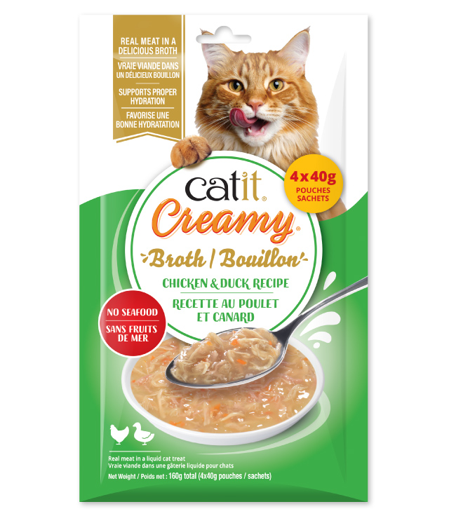 Catit Creamy Broth Chicken & Duck recipe - Canadian packaging