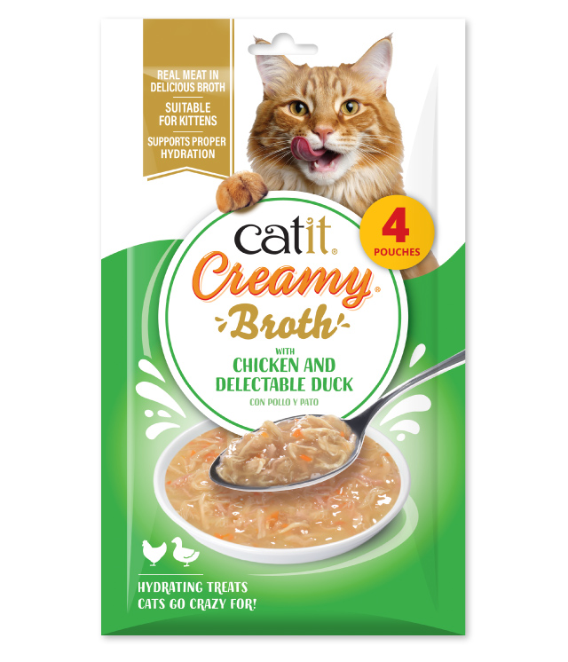 Catit Creamy Broth Chicken Duck 4 pack packaging