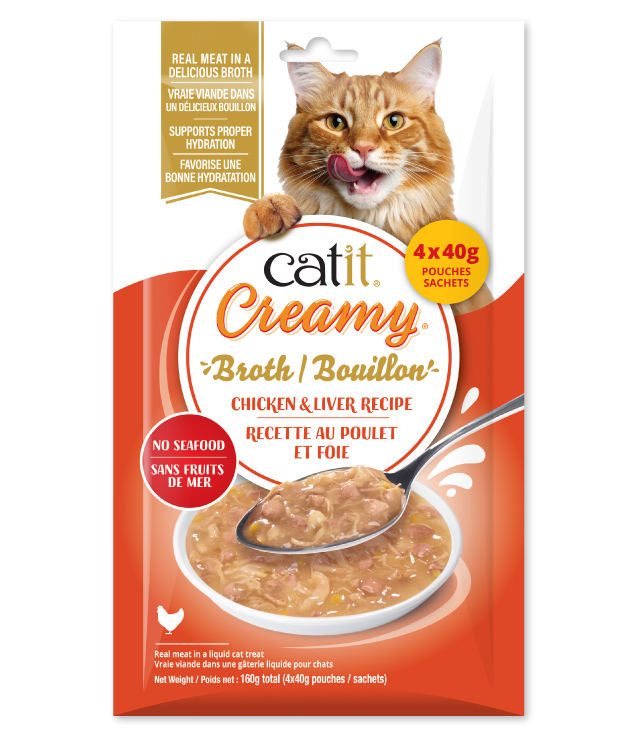 Catit Creamy Broth Chicken & Liver recipe - Canadian packaging