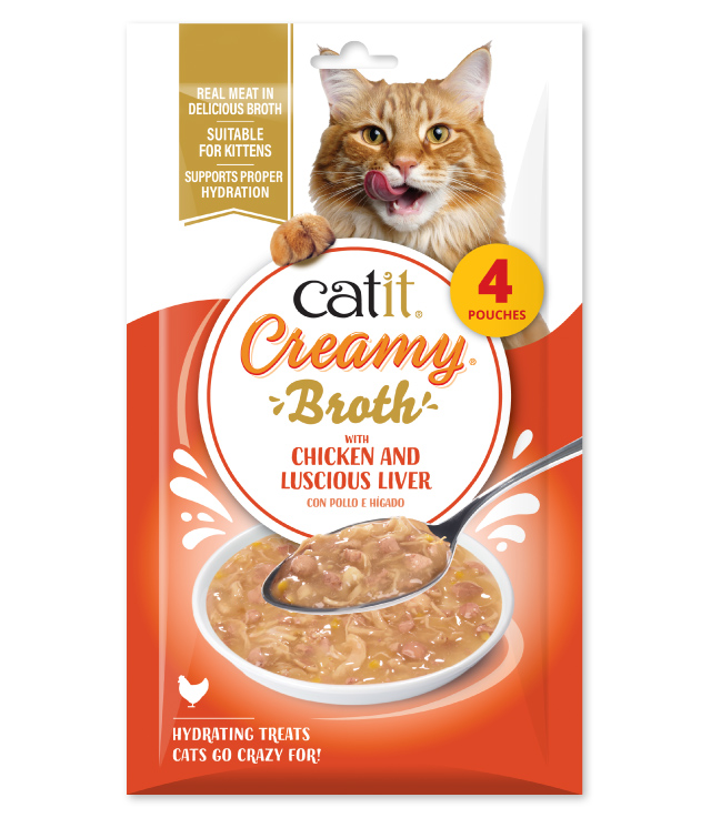 Catit Creamy Broth Chicken Liver 4 pack packaging