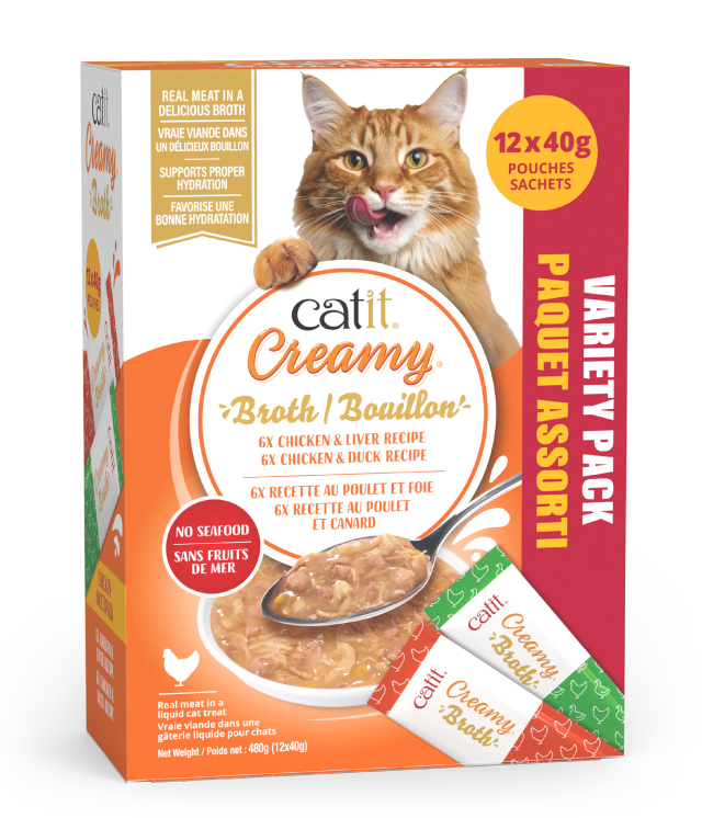 Catit Creamy Broth Chicken Variety Pack - Canadian packaging