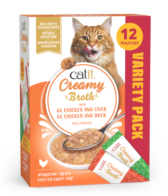 Catit Creamy Broth Chicken variety pack packaging