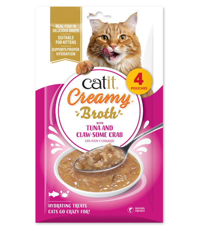 Catit Creamy Broth Tuna Crab 4 pack packaging