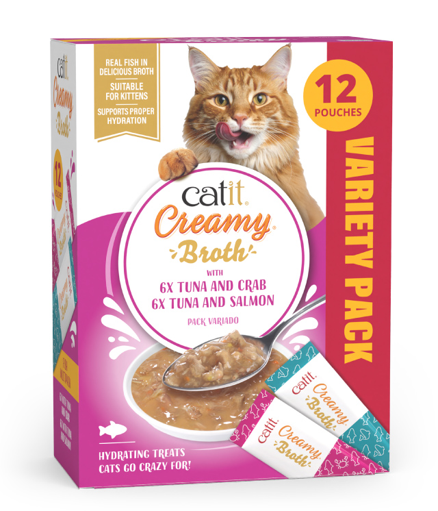 Catit Creamy Broth Tuna variety pack packaging