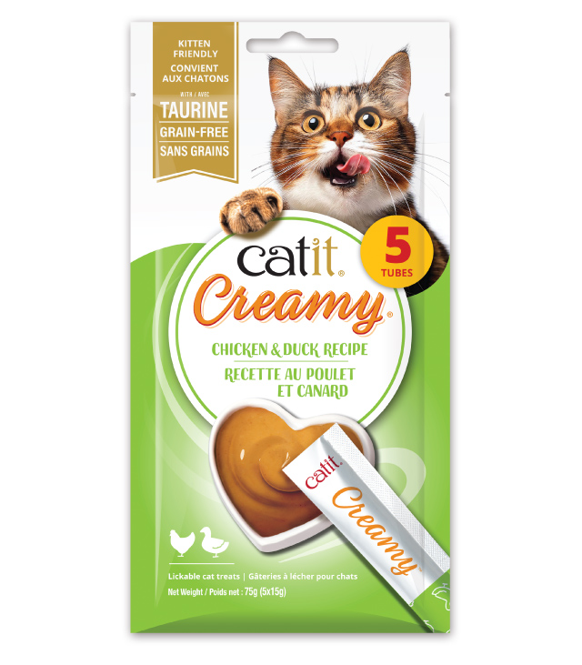 Catit Creamy Chicken & Duck Recipe 5-Pack - Canadian packaging