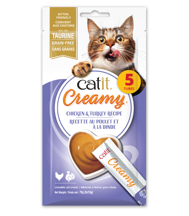Catit Creamy Chicken & Turkey Recipe 5-Pack - Canadian packaging