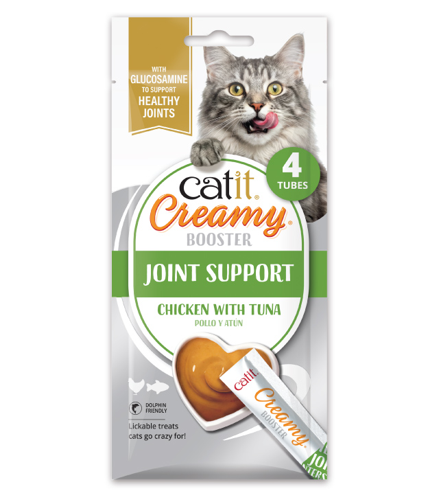 Catit Creamy Booster Joint Support 4 pack packaging front on white background
