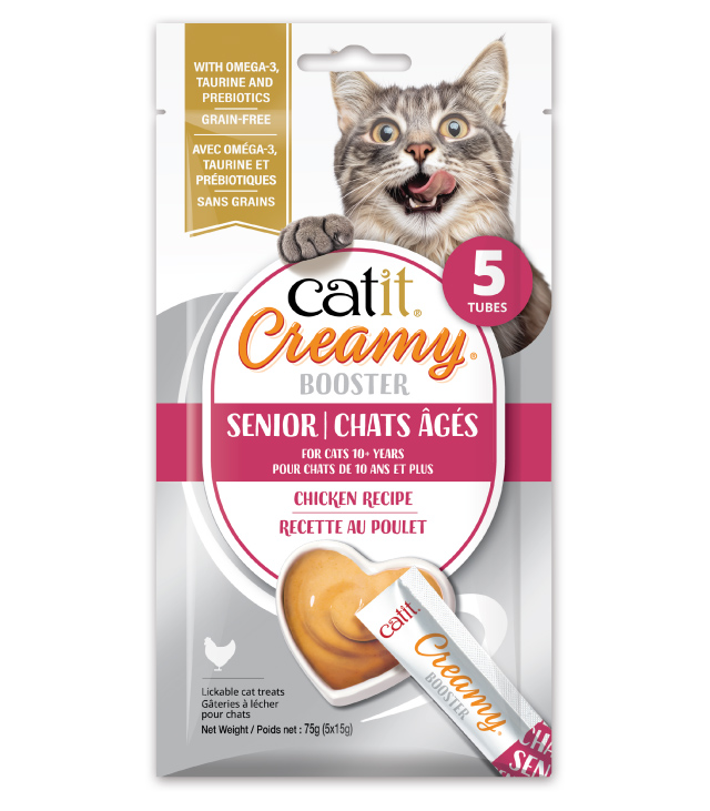 Catit Creamy Booster Senior Chicken Recipe 5-Pack - Canadian packaging