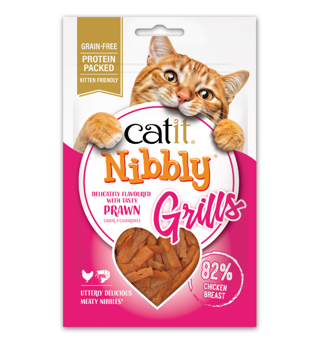 Catit Nibbly Grills prawns packaging on white background