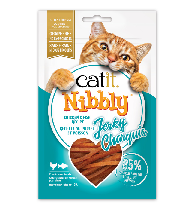 Catit Nibbly Jerky Chicken & Fish Recipe - Canadian packaging
