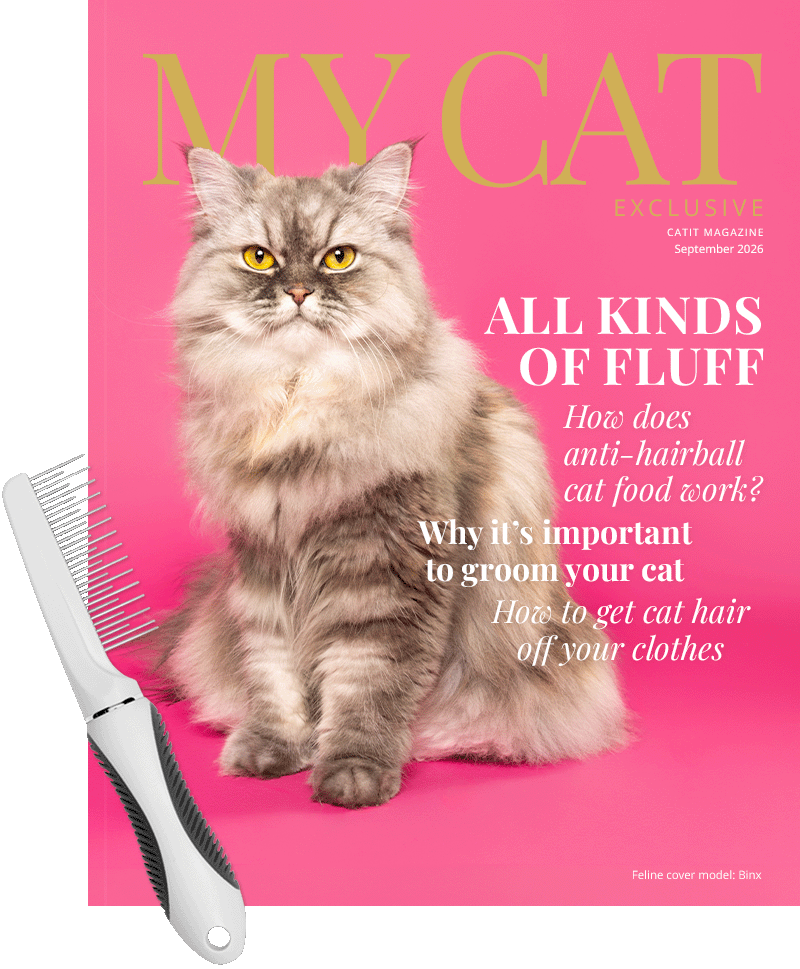 My Cat Magazine september 2026, All Kinds of Fluff, How does anti-haiball cat food work? Why it's important to groom your cat. How to get cat hair off your clothes