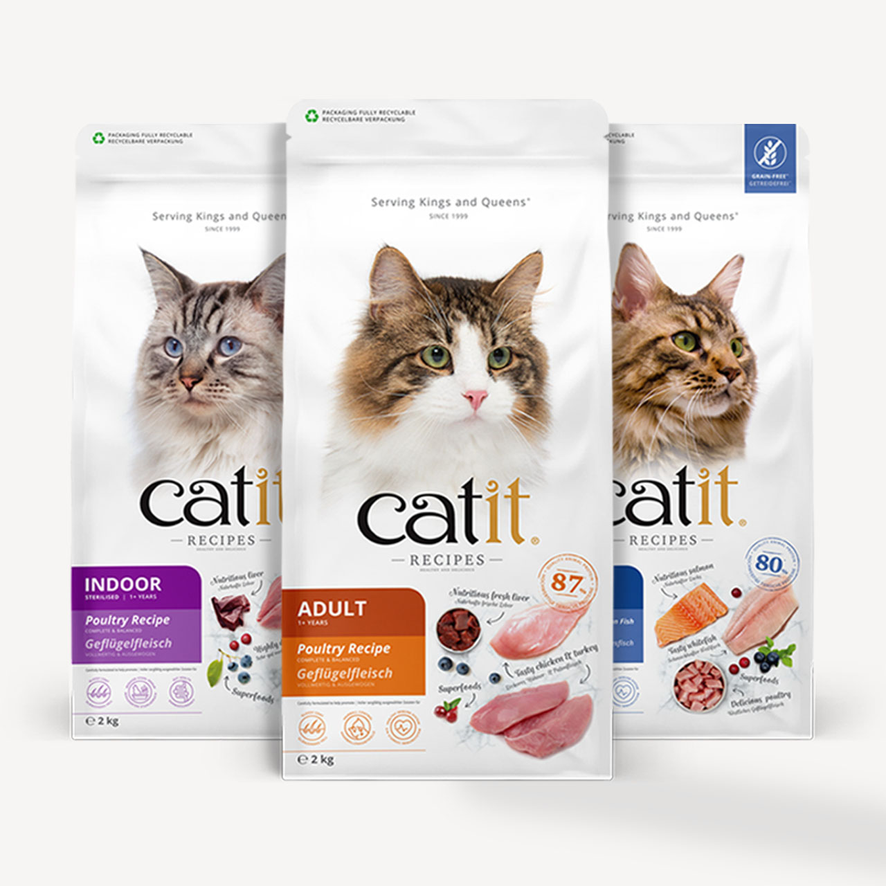 Catit Recipes 2kg bags of Indoor, Adult and Adult fish