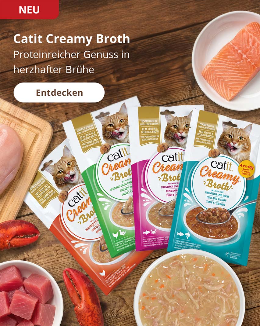 Neu für deine Katze: Catit Creamy Broth
Proteinreicher Genuss in herzhafter Brühe