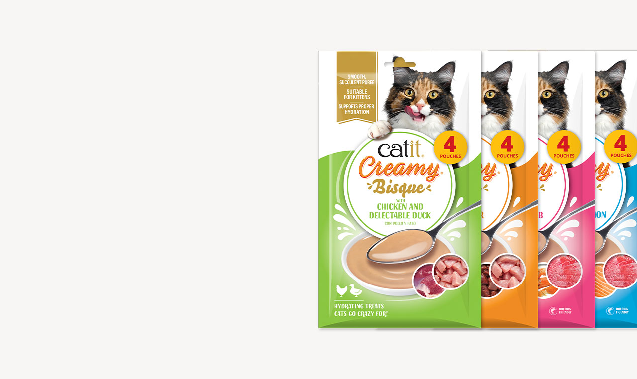 4 packagings of Catit Creamy Bisque