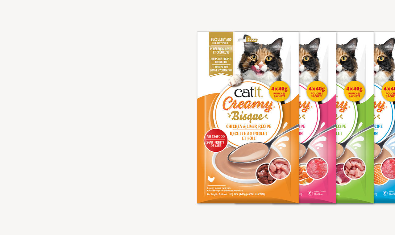 4 packagings of Catit Creamy Bisque